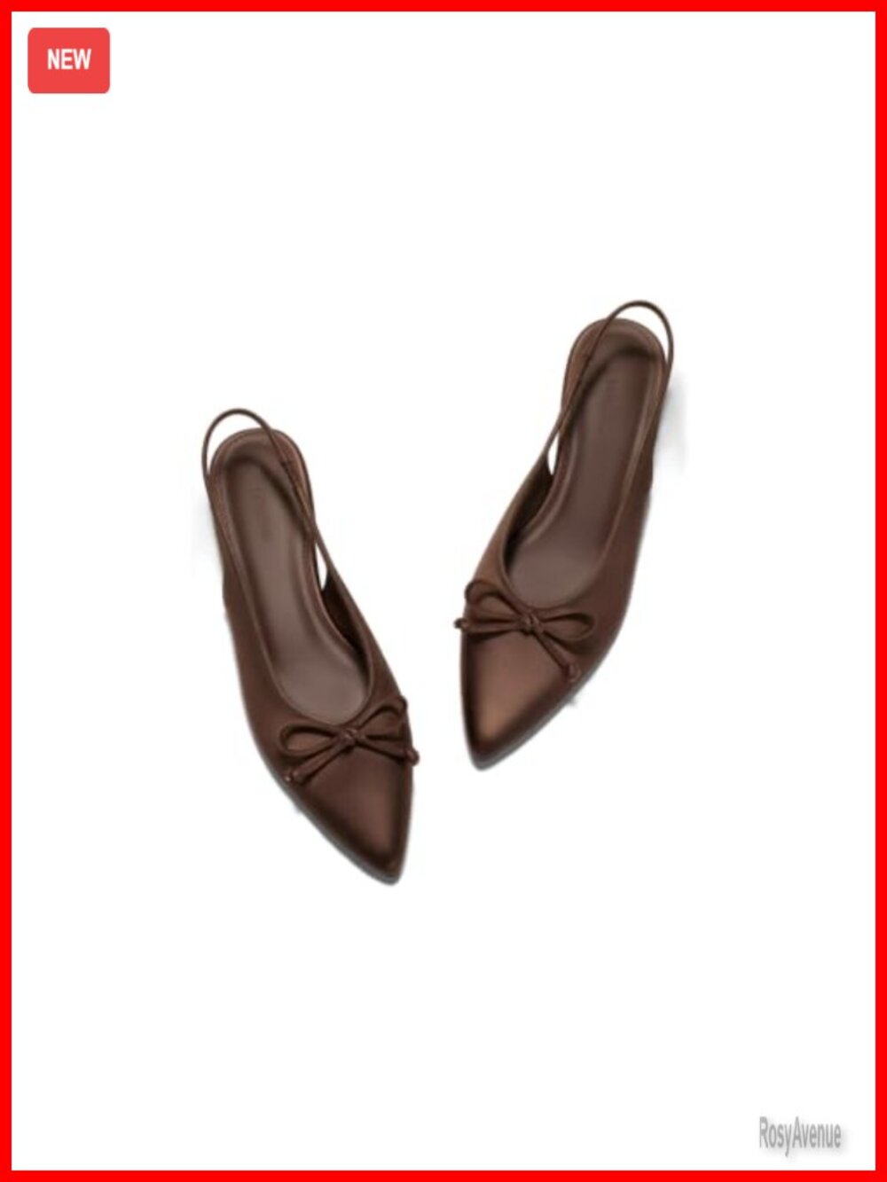 Women's Pointed Toe Slingback Bow Mesh Ballet Flats Low Heel Dress Shoes